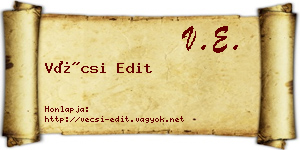 Vécsi Edit névjegykártya